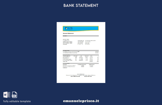 modello excel di estratto conto della Banca delle Bahamas in stile verificato